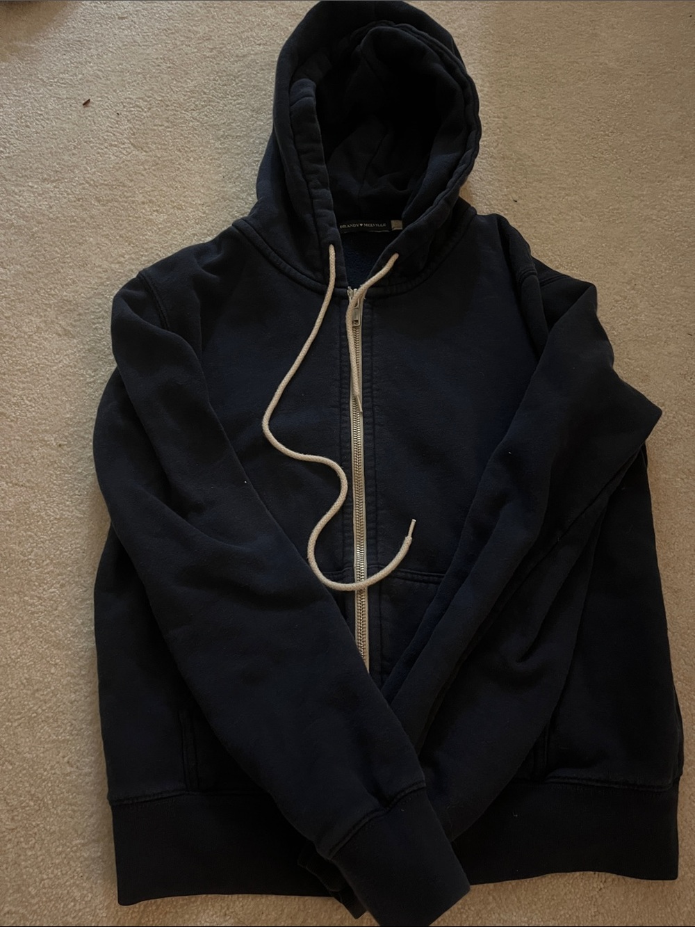 Brandy Melville Navy Zip-Up Hoodie Sweatshirt